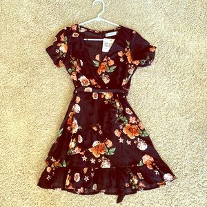Black floral mini dress